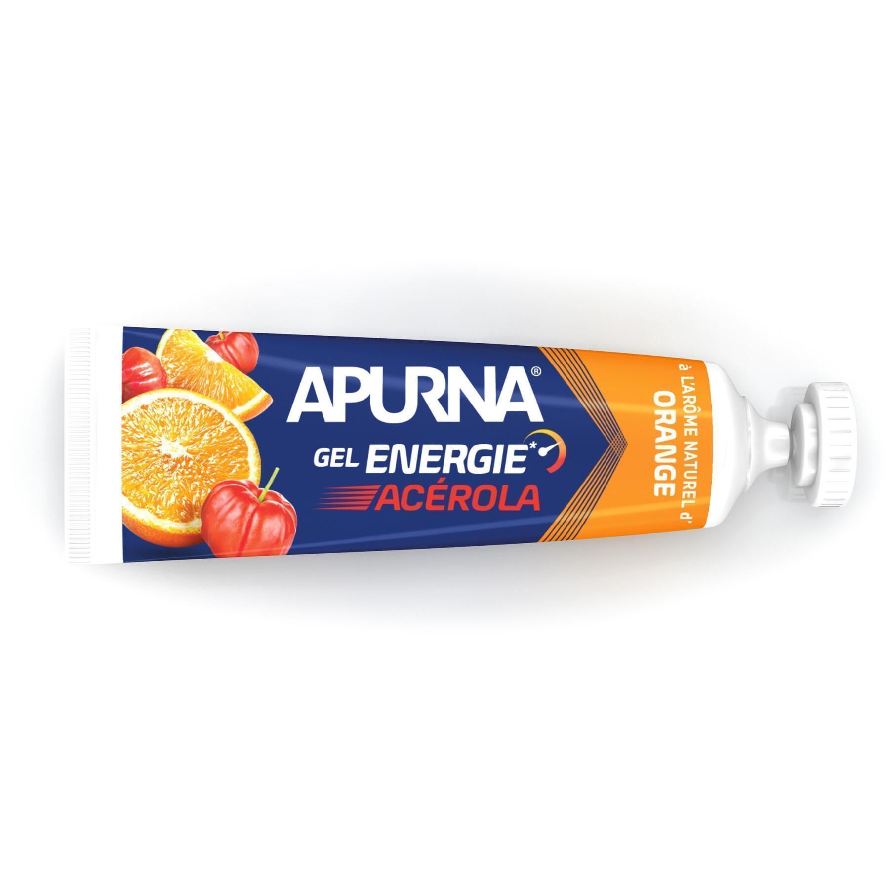 Förpackning med 25 geler Apurna Energie acerola orange - 35g
