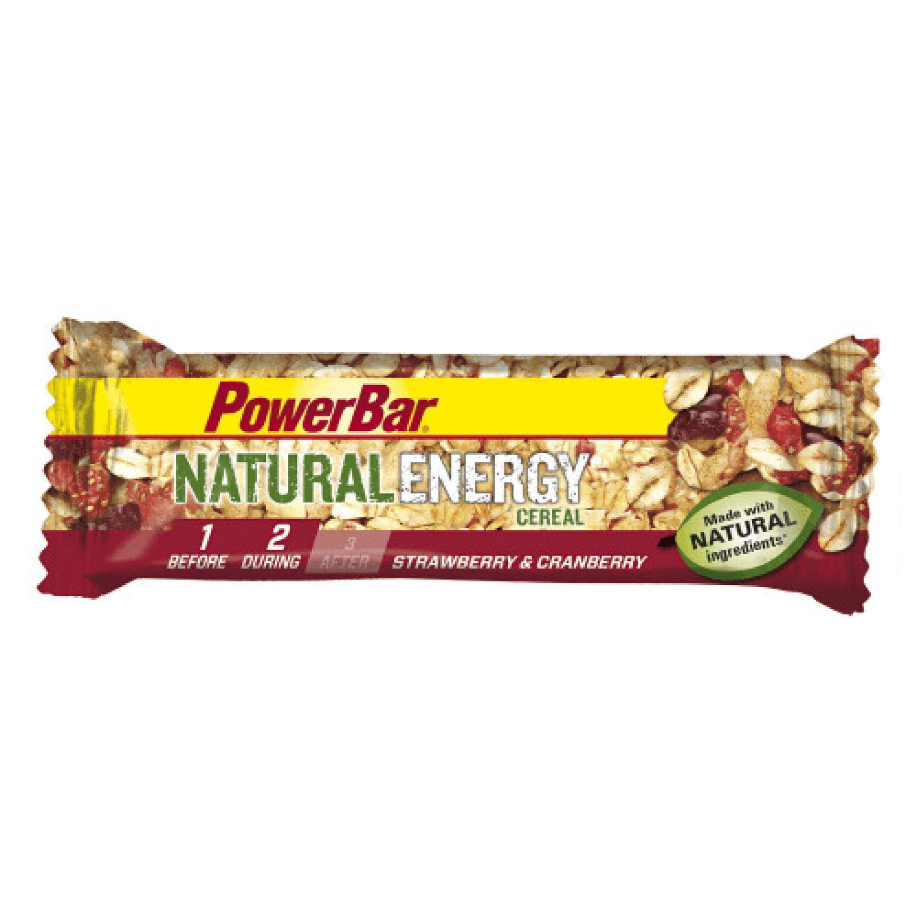 Förpackning med 24 bars PowerBar Natural Energy Cereals - Strawberry & Cranberry