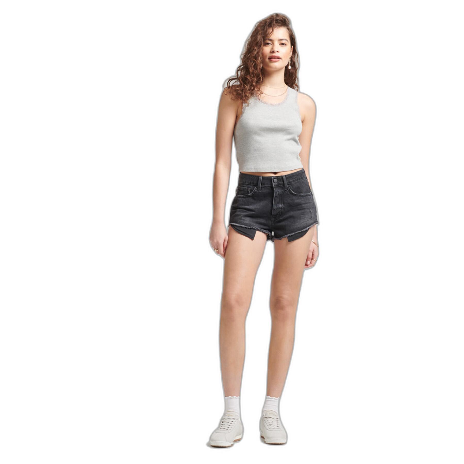 Rippade shorts med hög midja för kvinnor Superdry Vintage