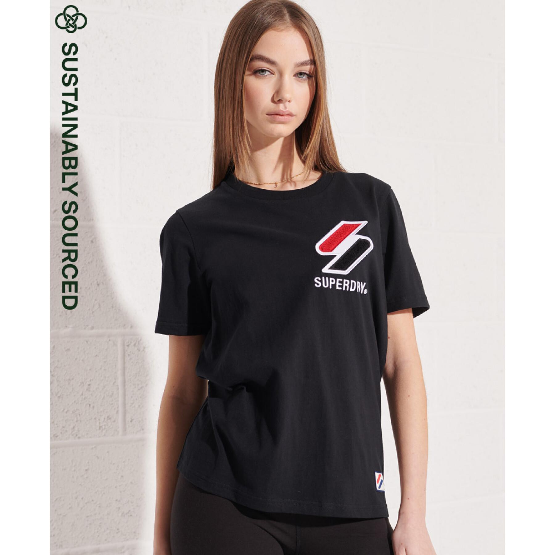 T-shirt i chenillesammet och ekologisk bomull för kvinnor Superdry Sportstyle