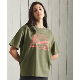 Mönstrad T-shirt i oversize-modell för kvinnor Superdry Workwear